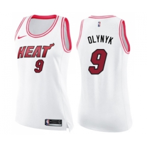 Women's Nike Miami Heat #9 Kelly Olynyk Swingman White Pink Fashion NBA Jersey