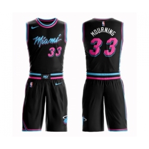 Youth Miami Heat #33 Alonzo Mourning Swingman Black Basketball Suit Jersey - City Edition