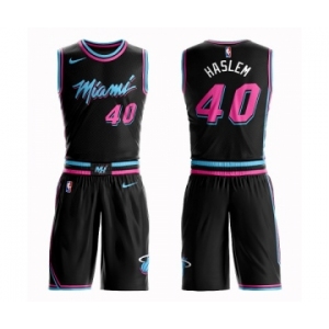 Youth Miami Heat #40 Udonis Haslem Swingman Black Basketball Suit Jersey - City Edition