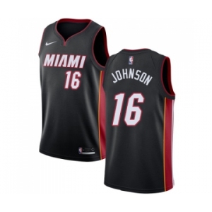 Youth Nike Miami Heat #16 James Johnson Swingman Black Road NBA Jersey - Icon Edition