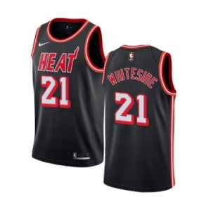 Youth Nike Miami Heat #21 Hassan Whiteside Swingman Black Black Fashion Hardwood Classics NBA Jersey