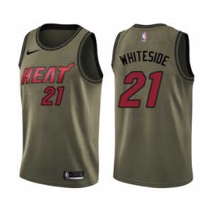 Youth Nike Miami Heat #21 Hassan Whiteside Swingman Green Salute to Service NBA Jersey