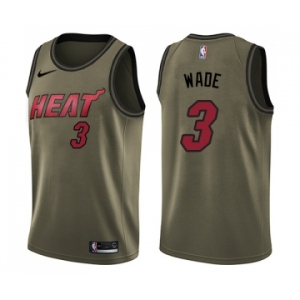 Youth Nike Miami Heat #3 Dwyane Wade Swingman Green Salute to Service NBA Jersey