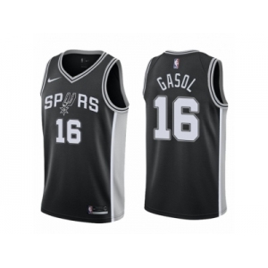 Men Adidas San Antonio Spurs #16 Pau Gasol Swingman 2017-18 Black NBA Jersey