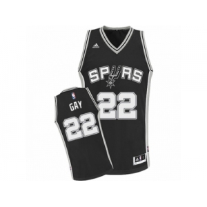 Men Adidas San Antonio Spurs #22 Rudy Gay Swingman Black Road NBA Jersey