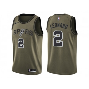 Men Nike San Antonio Spurs #2 Kawhi Leonard Green Salute to Service NBA Swingman Jersey