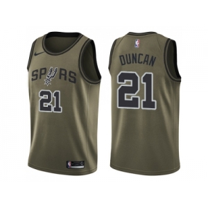 Men Nike San Antonio Spurs #21 Tim Duncan Green Salute to Service NBA Swingman Jersey