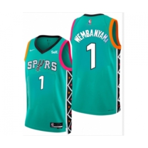 Men' San Antonio Spurs #1 Victor Wembanyama Teal 2022 City Edition Swingman Stitched Jersey