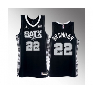 Men' San Antonio Spurs #22 Malaki Branham 2022-23 Black Stitched Jersey