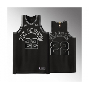 Men' San Antonio Spurs #22 Malaki Branham Black Stitched Jersey