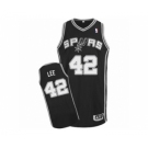 Men's Adidas San Antonio Spurs #42 David Lee Authentic Black Road NBA Jersey