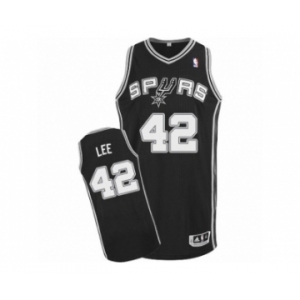 Men's Adidas San Antonio Spurs #42 David Lee Authentic Black Road NBA Jersey