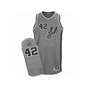 Men's Adidas San Antonio Spurs #42 David Lee Authentic Silver Grey Alternate NBA Jersey