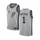 Men's Nike San Antonio Spurs #1 Lonnie Walker Authentic Silver NBA Jersey Statement Edition