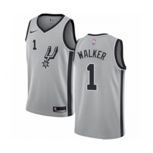 Men's Nike San Antonio Spurs #1 Lonnie Walker Authentic Silver NBA Jersey Statement Edition