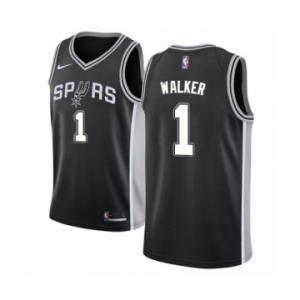 Men's Nike San Antonio Spurs #1 Lonnie Walker Swingman Black NBA Jersey - Icon Edition