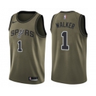 Men's Nike San Antonio Spurs #1 Lonnie Walker Swingman Green Salute to Service NBA Jersey