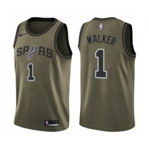 Men's Nike San Antonio Spurs #1 Lonnie Walker Swingman Green Salute to Service NBA Jersey