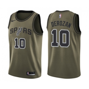 Men's Nike San Antonio Spurs #10 DeMar DeRozan Swingman Green Salute to Service NBA Jersey