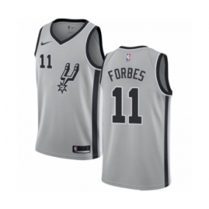 Men's Nike San Antonio Spurs #11 Bryn Forbes Authentic Silver NBA Jersey Statement Edition