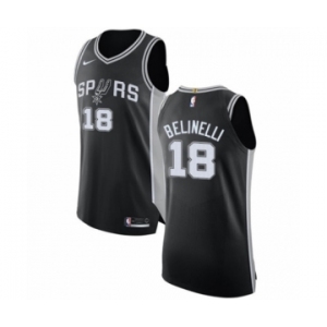Men's Nike San Antonio Spurs #18 Marco Belinelli Authentic Black NBA Jersey - Icon Edition