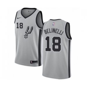 Men's Nike San Antonio Spurs #18 Marco Belinelli Authentic Silver NBA Jersey Statement Edition