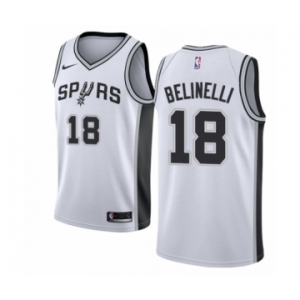 Men's Nike San Antonio Spurs #18 Marco Belinelli Authentic White NBA Jersey - Association Edition