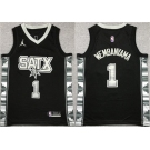 Men's San Antonio Spurs #1 Victor Wembanyama Black Statement Edition Stitched Jersey