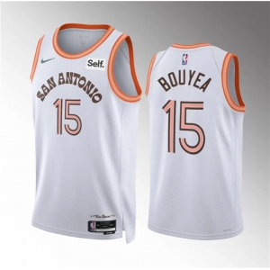 Men's San Antonio Spurs #15 Jamaree Bouyea White 2023-24 City Edition Stitched Basketball Jersey