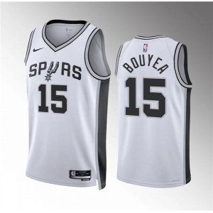 Men's San Antonio Spurs #15 Jamaree Bouyea White Association Edition Stitched Basketball Jersey