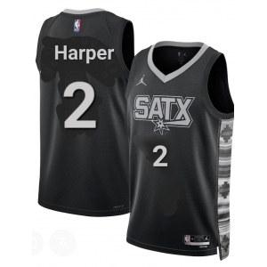 Men's San Antonio Spurs #2 Dylan Harper Gray Black Statement Edition Stitched Basketball Jersey
