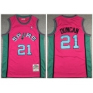 Men's San Antonio Spurs #21 Tim Duncan 1998-99 Pink Throwback Stitched Basketball Jersey