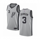 Men's San Antonio Spurs #3 Keldon Johnson Authentic Silver Basketball Jersey Statement Edition