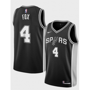 Men's San Antonio Spurs #4 De'Aaron Fox Black 2024-25 Icon Edition Stitched Basketball Jersey
