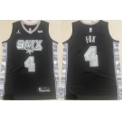 Men's San Antonio Spurs #4 De'Aaron Fox Black 2024-25 Statement Edition Stitched Basketball Jersey