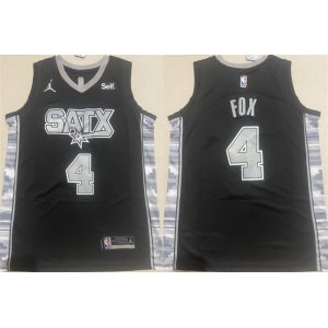 Men's San Antonio Spurs #4 De'Aaron Fox Black 2024-25 Statement Edition Stitched Basketball Jersey