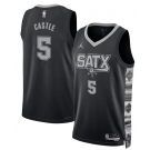 Men's San Antonio Spurs #5 Stephon Castle Black 2025 Statement Edition Stitched Jersey