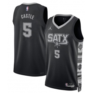 Men's San Antonio Spurs #5 Stephon Castle Black 2025 Statement Edition Stitched Jersey
