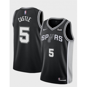 Men's San Antonio Spurs #5 Stephon Castle Black Stitched Basketball Jersey
