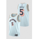 Men's San Antonio Spurs #5 Stephon Castle Light Blue 2024-25 City Edition Stitched Basketball Jersey