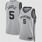 Men's San Antonio Spurs #5 Stephon Castle Silver 2025 Statement Edition Stitched Basketball Jersey