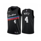 Men's San Antonio Spurs Black #4 Derrick White Black City Edition Fiesta 2020-21 Stitched Basketball Jersey