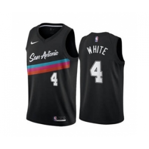 Men's San Antonio Spurs Black #4 Derrick White Black City Edition Fiesta 2020-21 Stitched Basketball Jersey