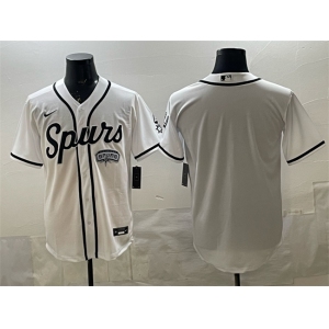 Men's San Antonio Spurs Blank White Stitched Baseball Jersey