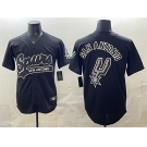 Men's San Antonio Spurs Team Big Logo Black Stitched Baseball Jersey
