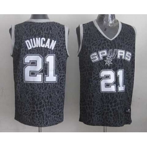 nba san antonio spurs #21 tim duncan black leopard print[2014 new]