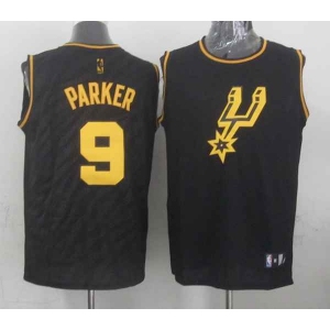 nba san antonio spurs #9 parker black[gold lettering fashion]