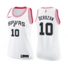 Women's Nike San Antonio Spurs #10 DeMar DeRozan Swingman White Pink Fashion NBA Jersey