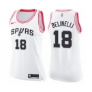 Women's Nike San Antonio Spurs #18 Marco Belinelli Swingman White Pink Fashion NBA Jersey