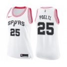 Women's Nike San Antonio Spurs #25 Jakob Poeltl Swingman White Pink Fashion NBA Jersey